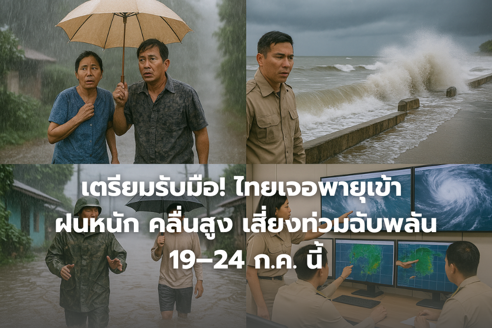 เตรียมรับมือ! ไทยเจอพายุเข้า ฝนหนัก คลื่นสูง เสี่ยงท่วมฉับพลัน 19–24 ก.ค. นี้